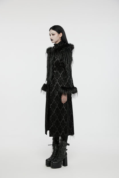 Punk Rave Morrigan Goth Gorgeous Jacquard Coat - Black