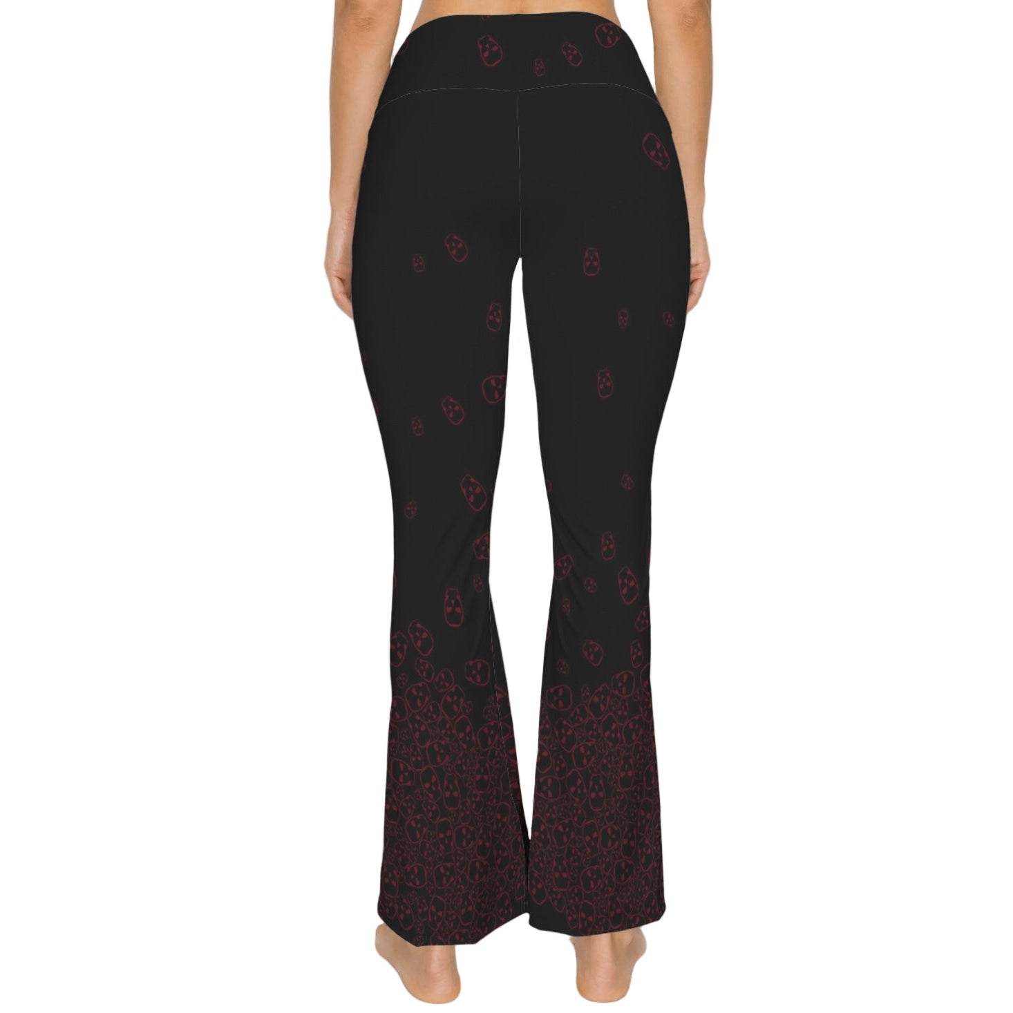 ANTIBrand black flared leggings with red skull cascade print