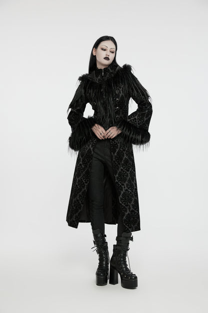Punk Rave Morrigan Goth Gorgeous Jacquard Coat - Black