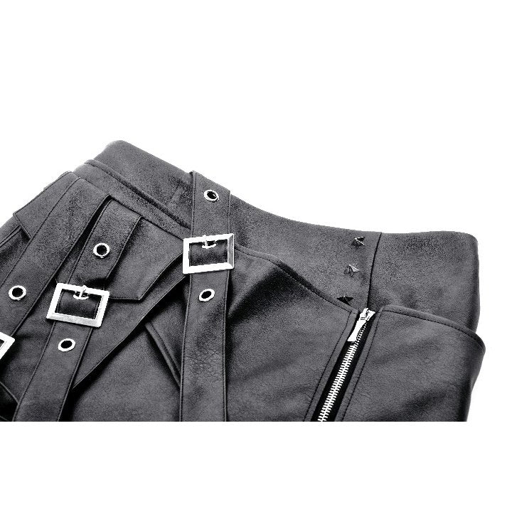 Dark in Love Chaos Reign Faux Leather Goth Mini Skirt in Black
