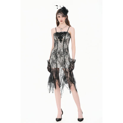 Dark in Love Shredded Harness Asymmetric Dress