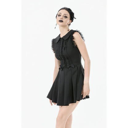 Dark In Love Gwendolyn Lace Panel Goth Mini Dress in Black