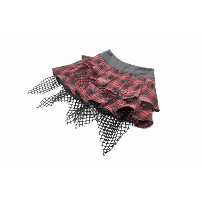 Dark in Love Linnea Plaid Mesh Layered Skirt