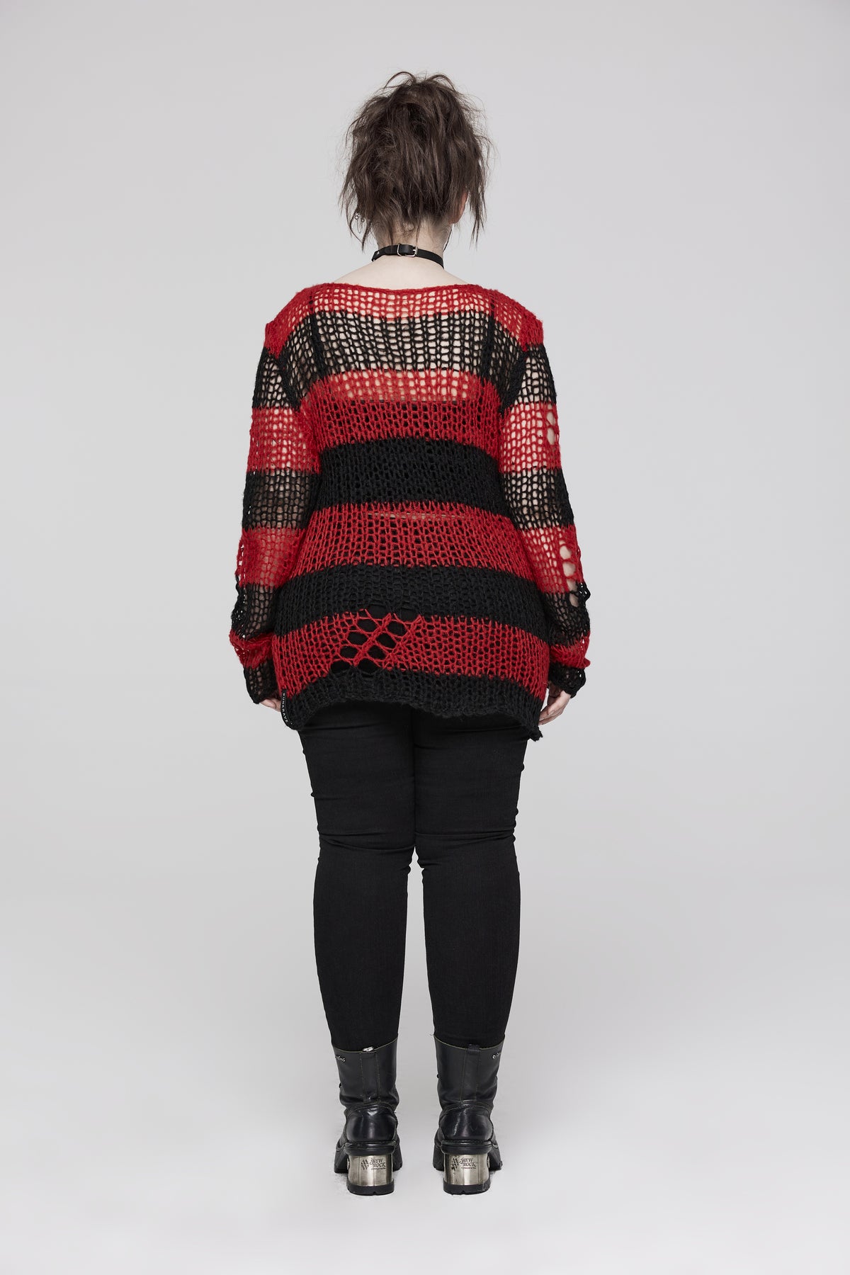 Punk Rave Astraea Decayed Pullover Sweater - Black & Red