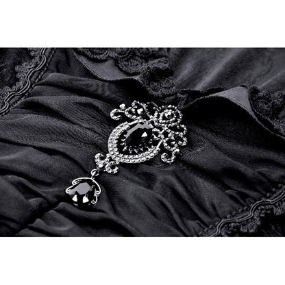 Dark in Love Elizabeth Gothic Queen Top with Pendant and Ruffled Collar