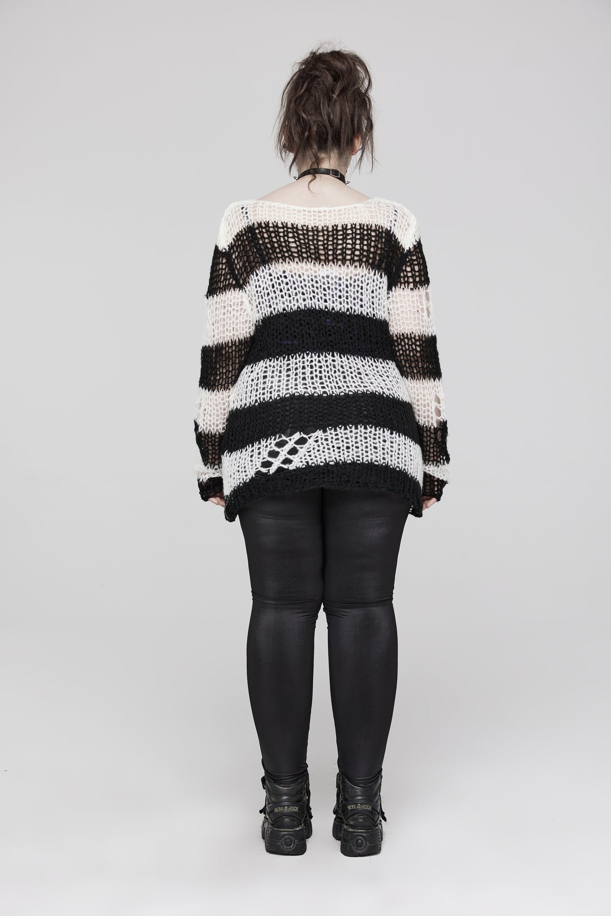 Punk Rave Astraea Decayed Pullover Sweater - Black & White