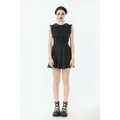 Dark In Love Gwendolyn Lace Panel Goth Mini Dress in Black