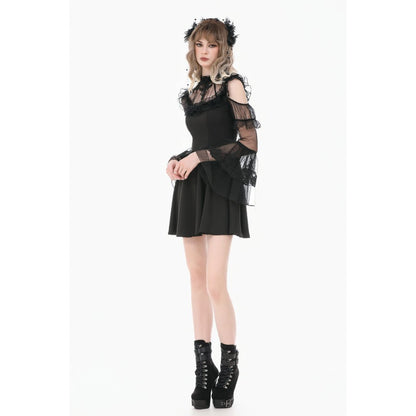 Dark in Love High Neck Mesh Lace Cold-Shoulder Dress