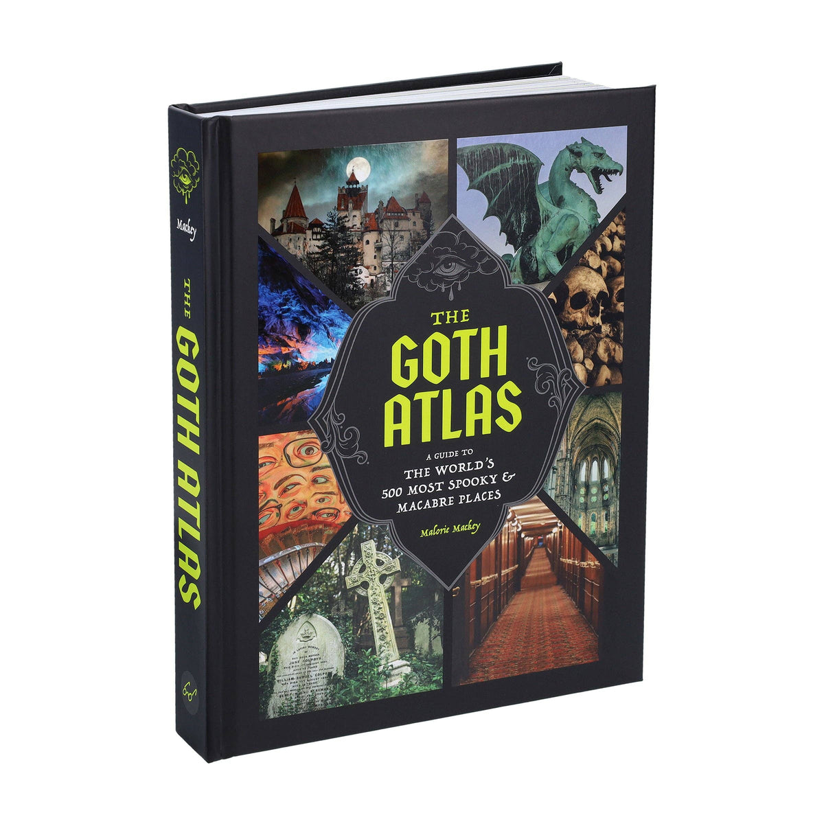 The hardback standing at an angle, showing the front cover and spine.