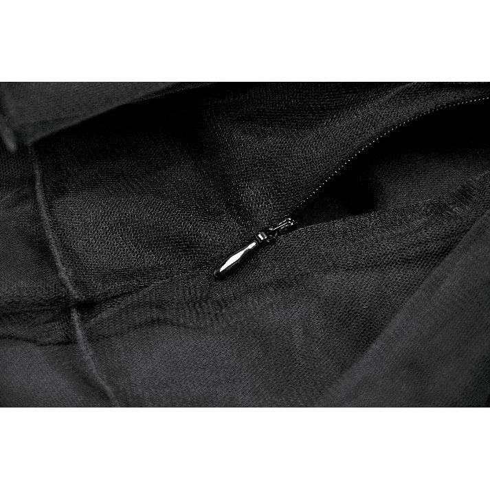 Dark in Love Bonded Tulle Layered Goth Mini Skirt in Black