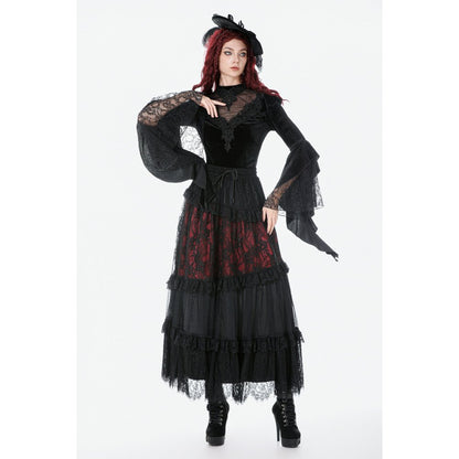 Dark in Love Gothic Velvet Lace High-Neck Top