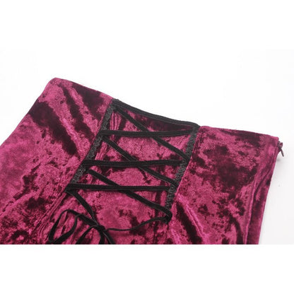 Dark in Love Crimson Queen Lace High-Low Goth Skirt in Burgundy & Black