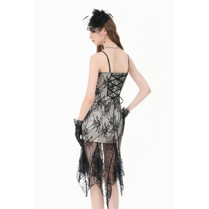 Dark in Love Shredded Harness Asymmetric Dress