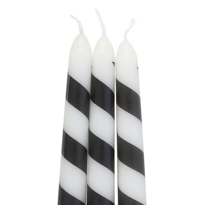 Gothic Gifts Set of 3 Black Candy Cane Taper Candles - Kate's Clothing