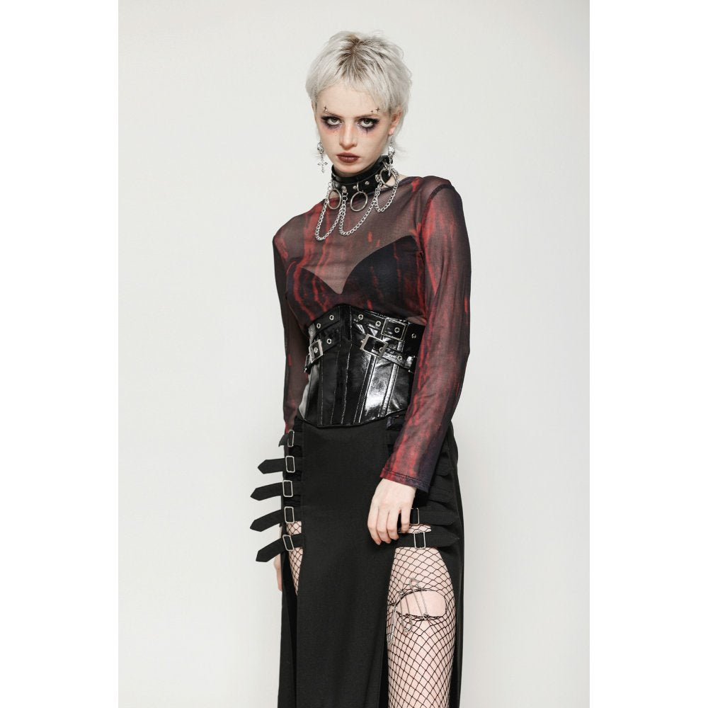 Dark in Lia Punk Love Patent Leather Waist Corset with Metal Accents - Kate's Clothing
