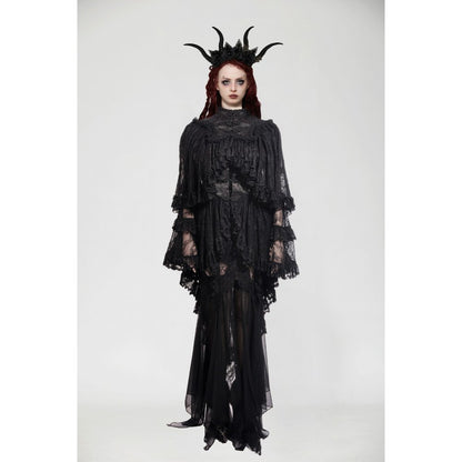 Dark in Love Zuri Vintage Lace Cape with Flowing Sleeves - Kate's Clothing
