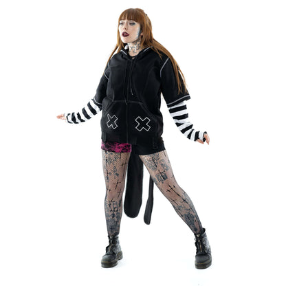 Cupcake Cult Hypno Bunny Hood in Black and White