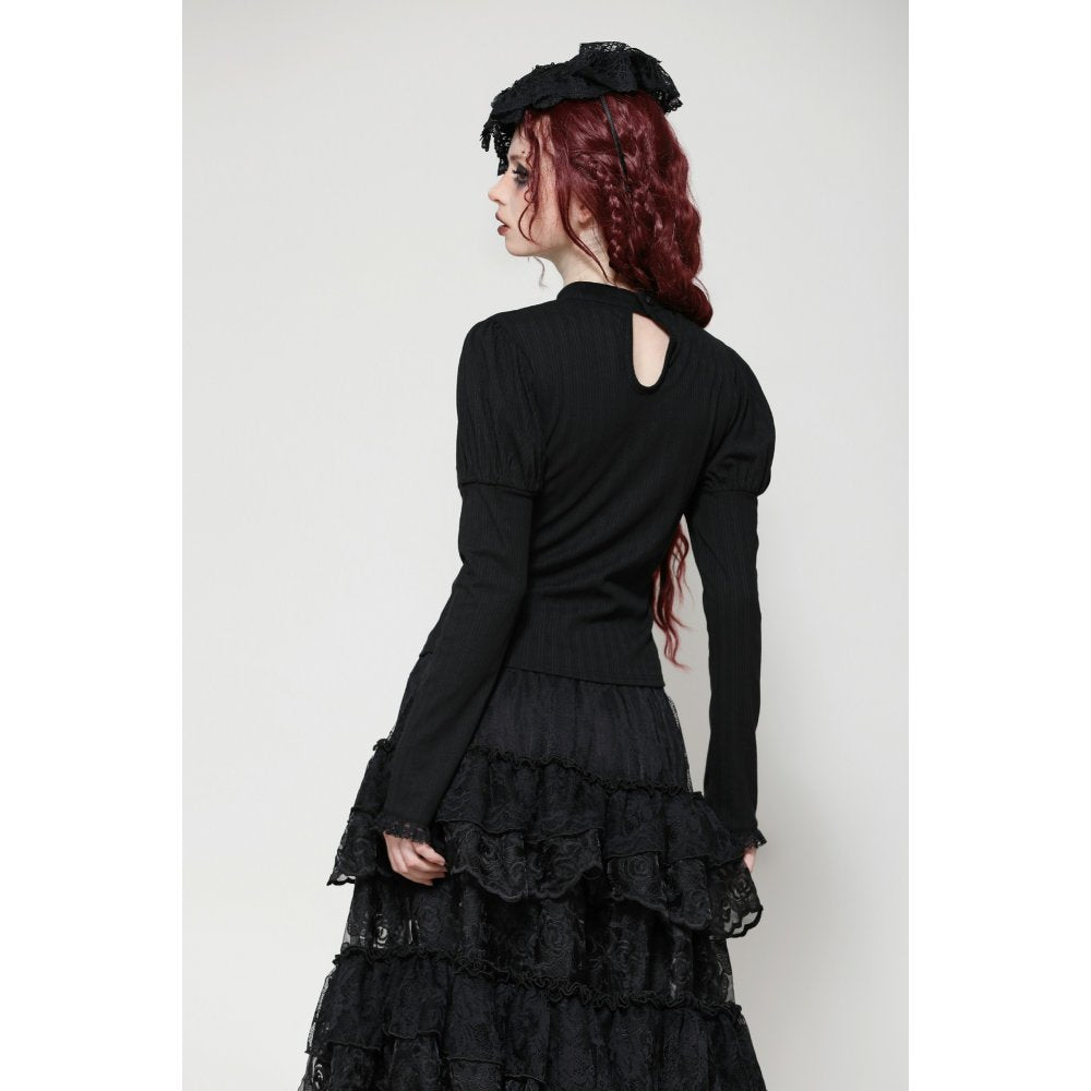 Dark in Love Avalon Gothic Embroidered Puff Sleeve Top - Kate's Clothing