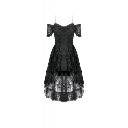 Dark in Love Romantic Gothic Lace Layered High-Low Dress