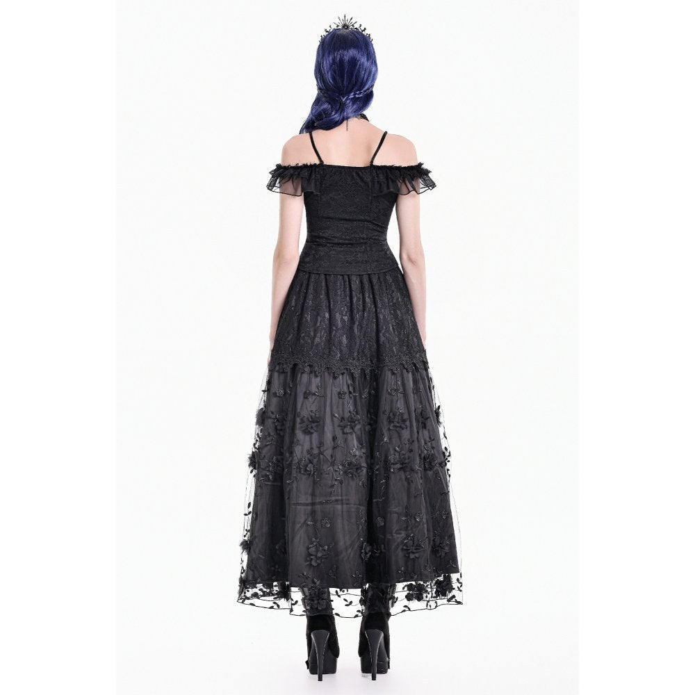 Dark in Love Floral Applique Lace Maxi Skirt