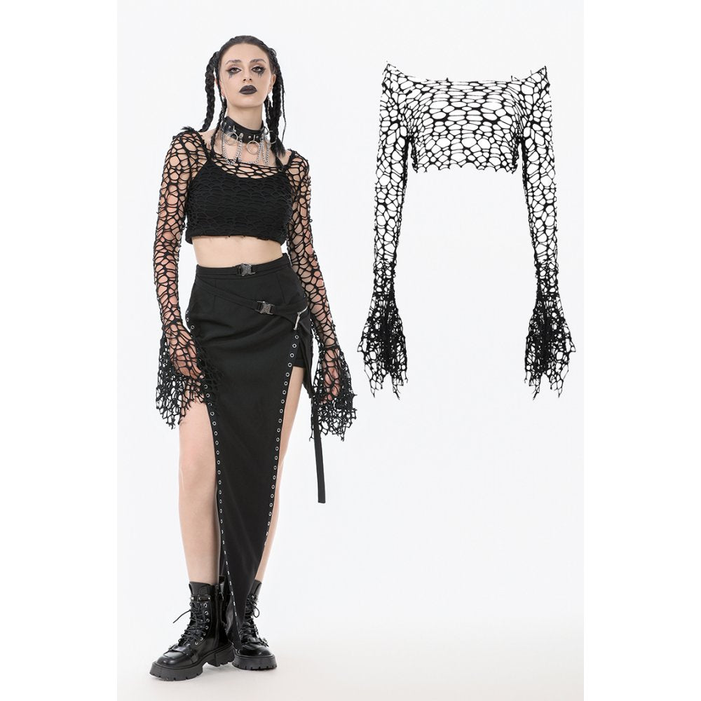 Long sleeve gothic dress with delicate ruffled cuffs