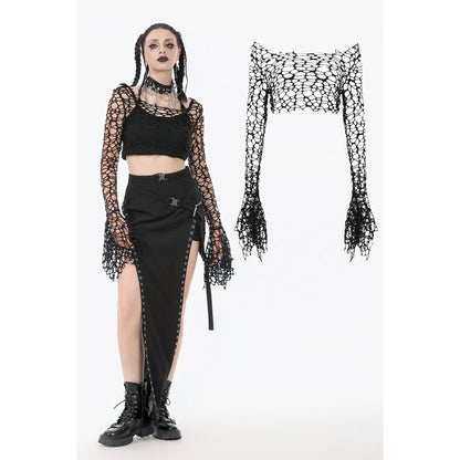 Long sleeve gothic dress with delicate ruffled cuffs