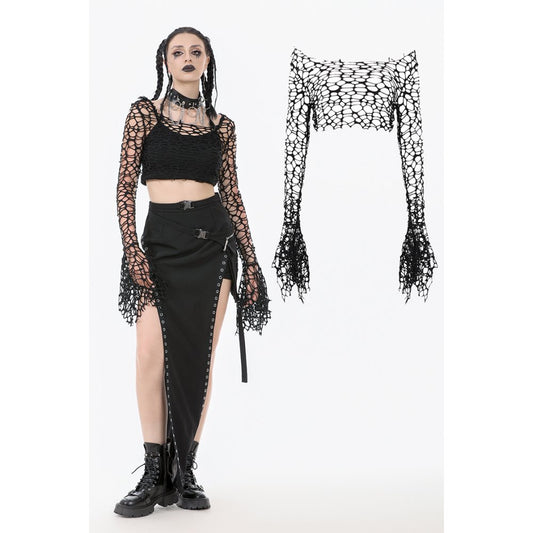 Long sleeve gothic dress with delicate ruffled cuffs