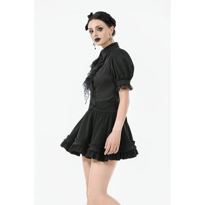 Dark in Love Lolita-Inspired Ruffled Mini Skirt in Black