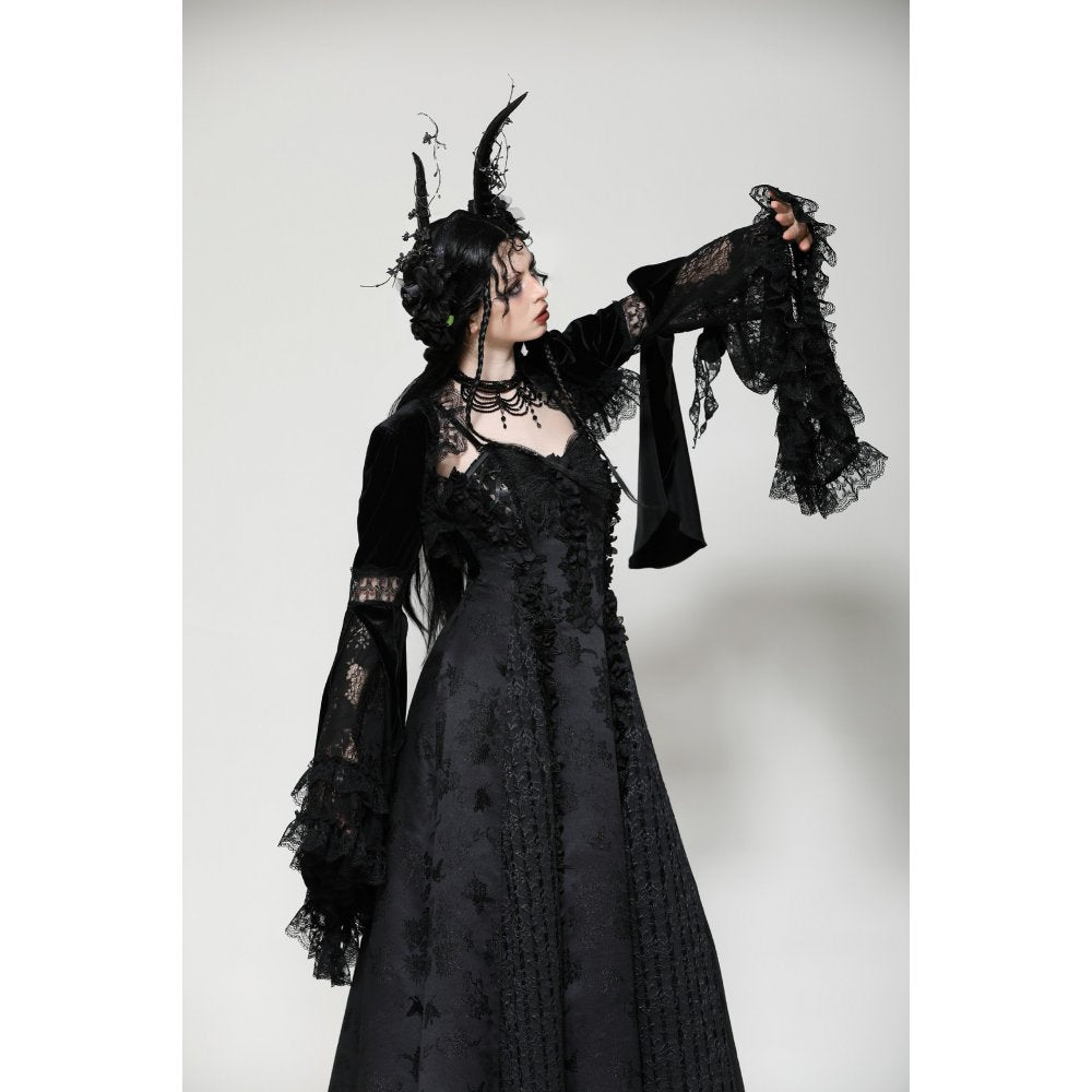 Dark in Love Lavinia Elegant Shrug in Velvet and Lace - Kate's Clothing