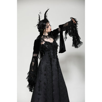 Dark in Love Lavinia Elegant Shrug in Velvet and Lace - Kate's Clothing