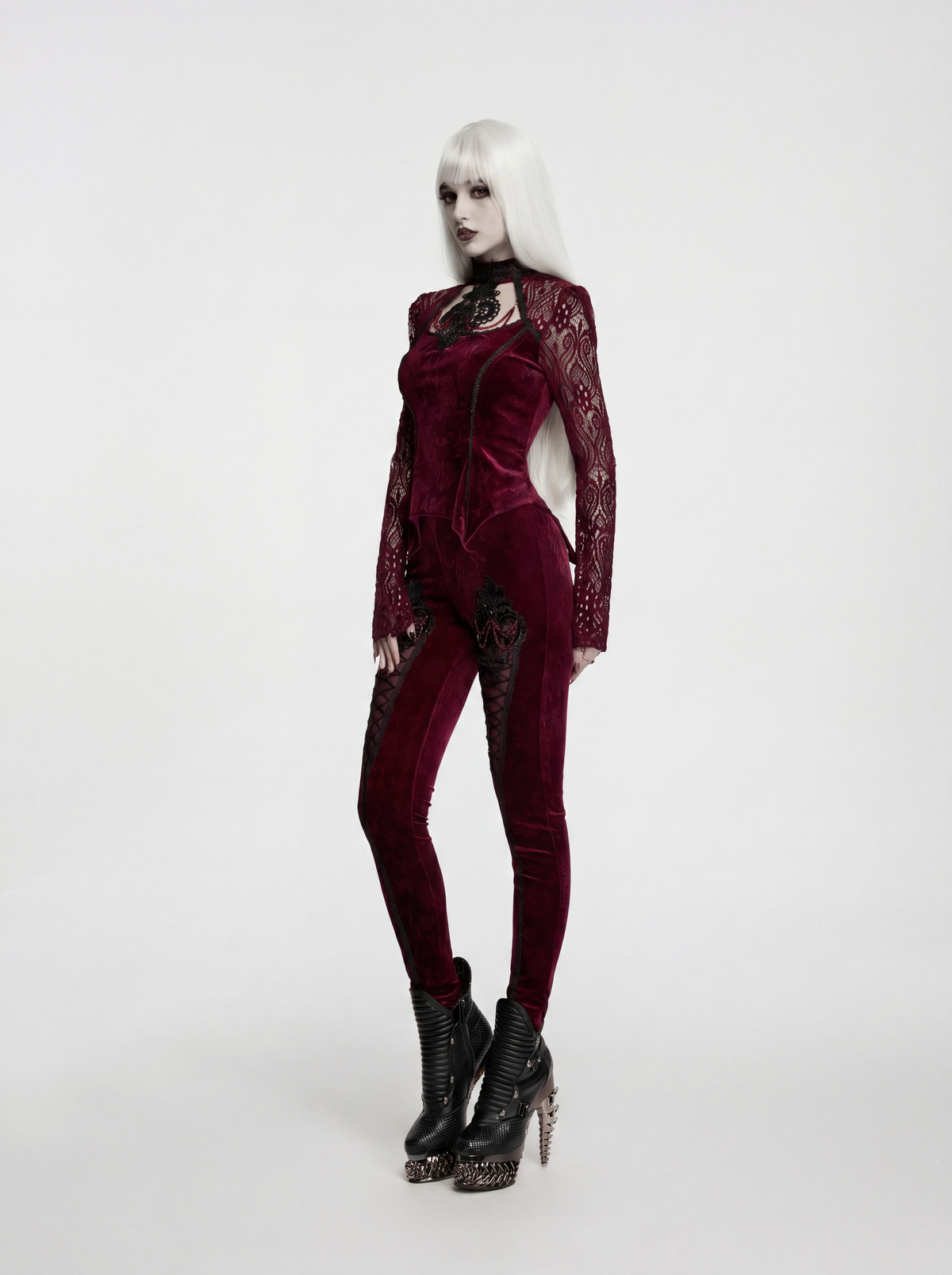 Punk Rave Isolde Embroidered Velvet Top