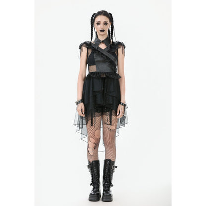 Dark in Love Seraphina Tiered Mesh & Ruffle Goth Gown