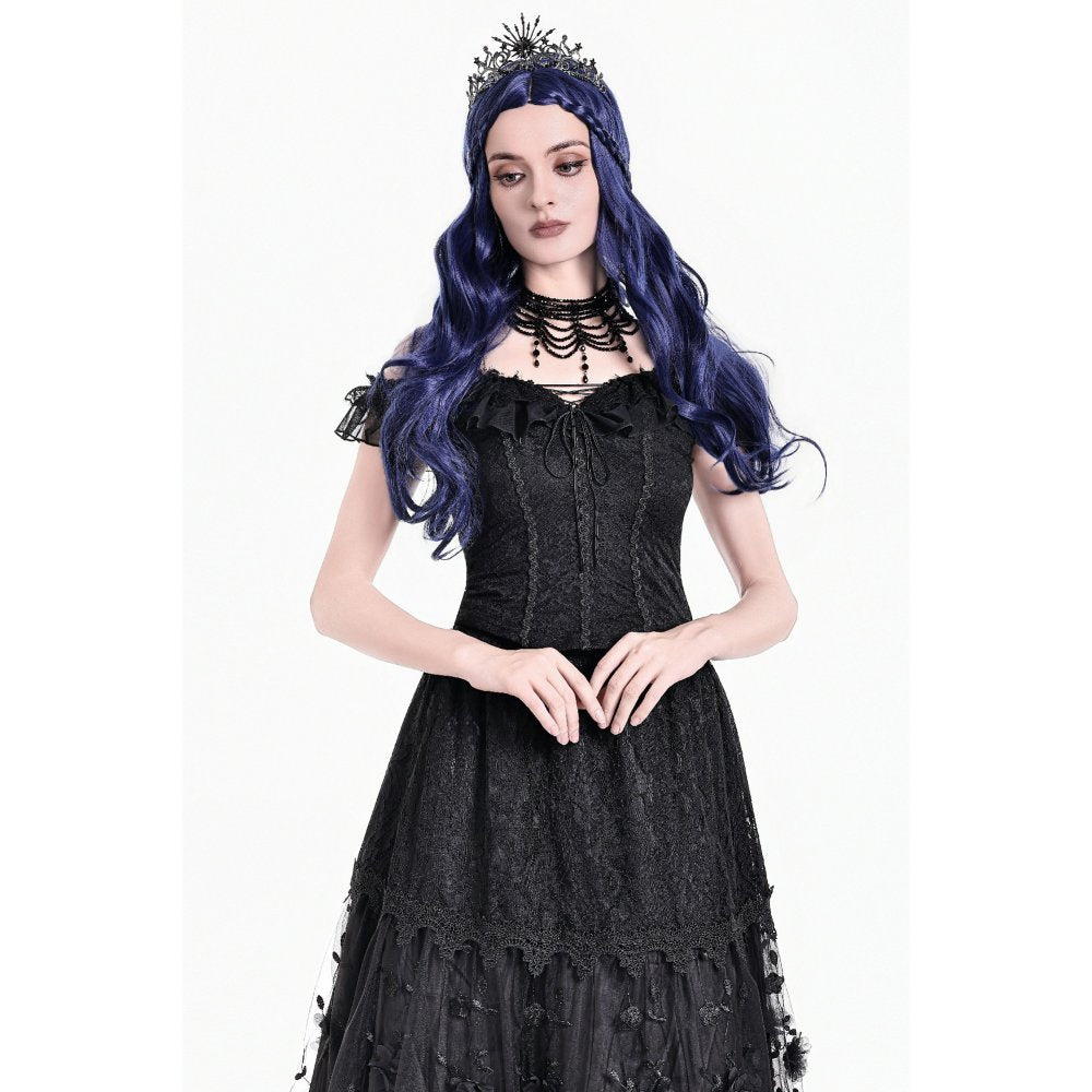Dark in Love Floral Applique Lace Maxi Skirt