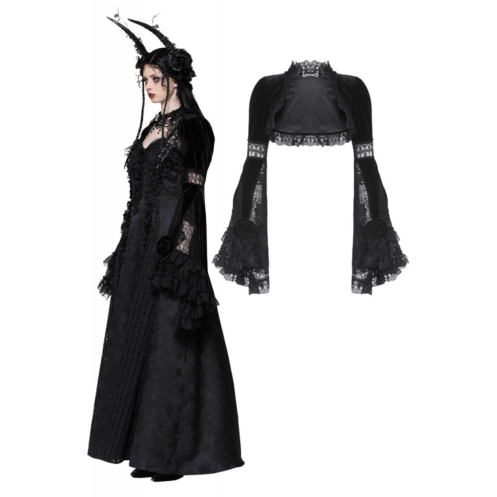 Dark in Love Lavinia Elegant Shrug in Velvet and Lace - Kate's Clothing