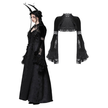 Dark in Love Lavinia Elegant Shrug in Velvet and Lace - Kate's Clothing