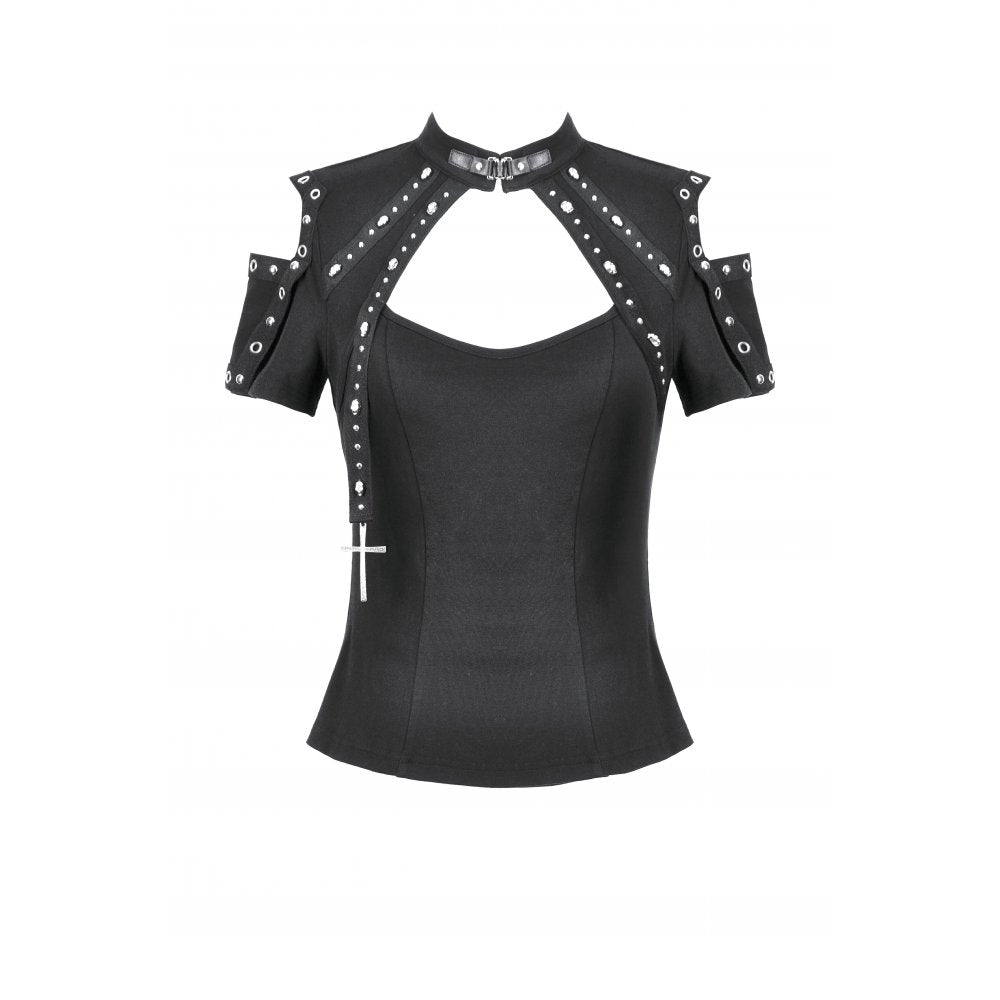 Dark in Love Seraphine Lace Off-Shoulder Goth Bodysuit in Black