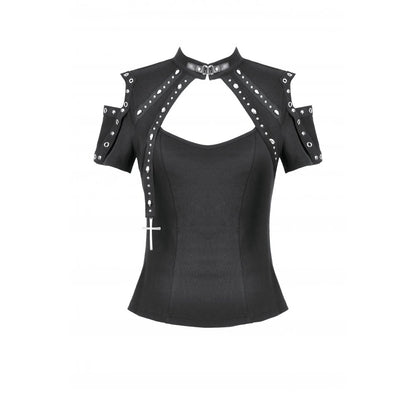 Dark in Love Seraphine Lace Off-Shoulder Goth Bodysuit in Black
