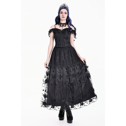 Dark in Love Floral Applique Lace Maxi Skirt