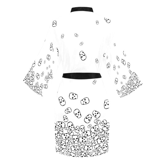 Really Tumbling skulls Black and White Short Robe