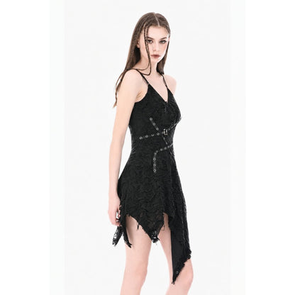Dark in Love Shredded Harness Asymmetric Dress