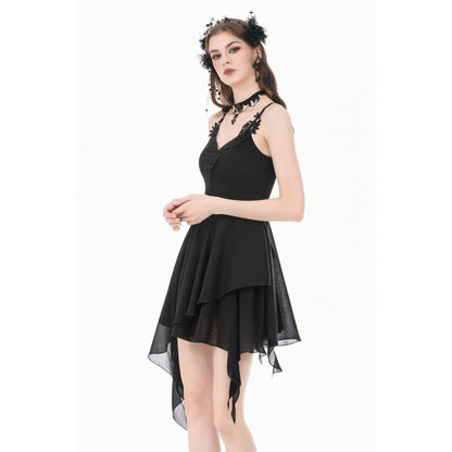 Dark in Love Asymmetric Flowy Chiffon Dress
