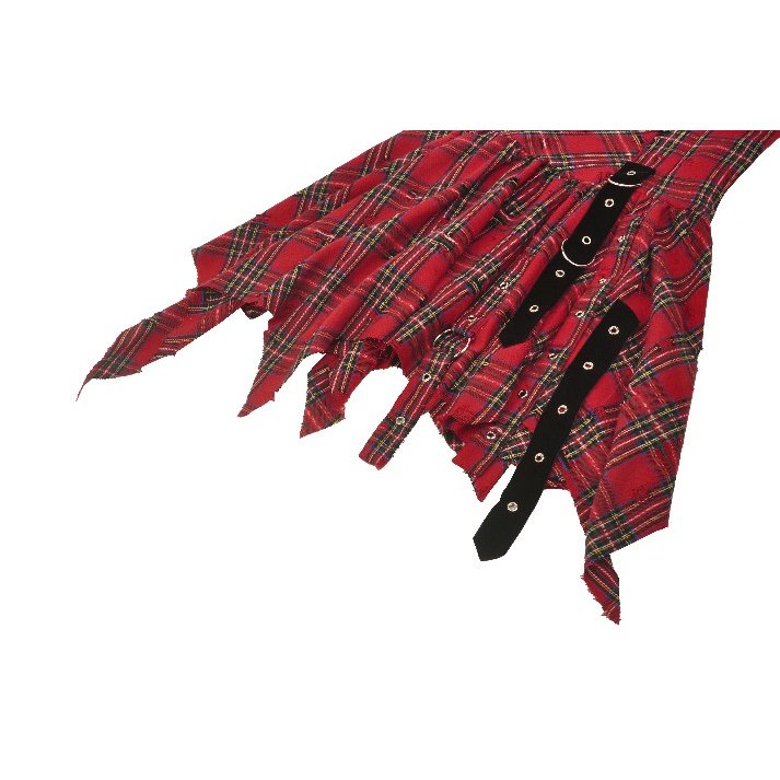 Dark in Love Annika Distressed Red Tartan Dress - Kate's Clothing