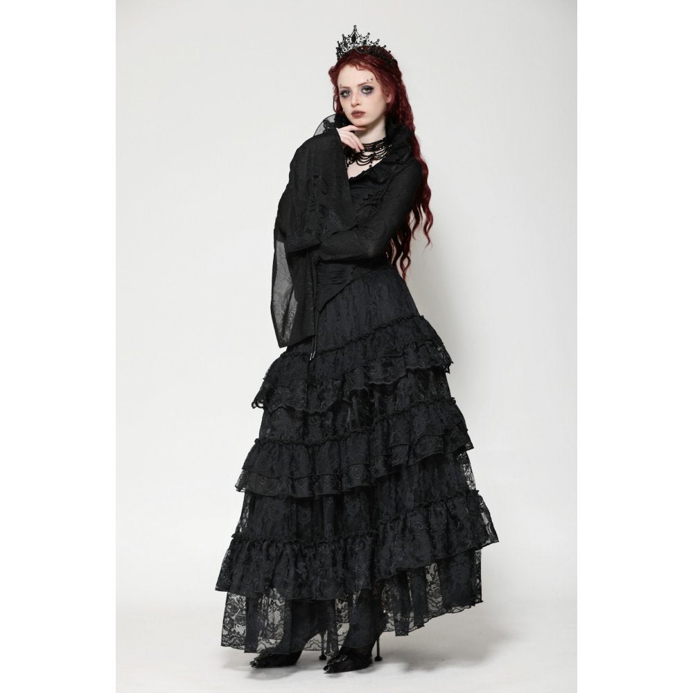 Dark in Love Elizabeth Gothic Queen Top with Pendant and Ruffled Collar