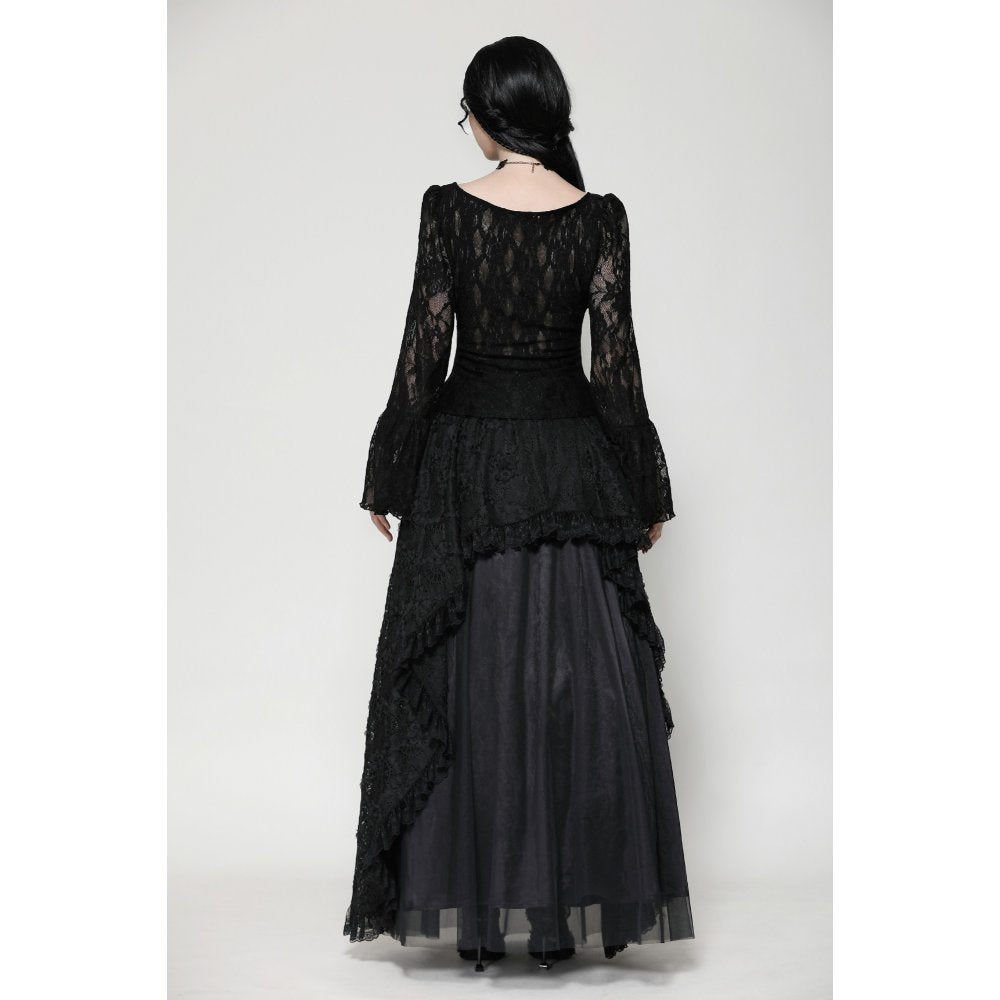 Dark in Love Tamsin Gothic Lace V-neck Top - Kate's Clothing