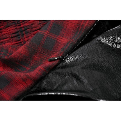 Dark in Love Red Tartan Corset Punk Dress with Handkerchief Skirt