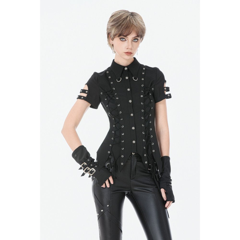 Dark in Love Ruptured Lace-Up Punk Shirt