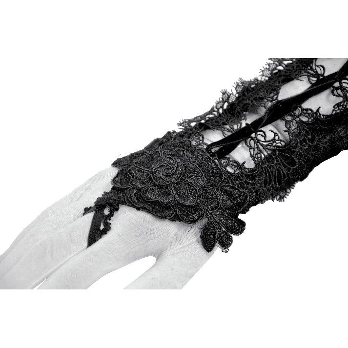 Baroque floral black gloves alt fashion piece