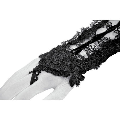 Baroque floral black gloves alt fashion piece