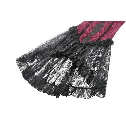 Dark in Love Crimson Queen Lace High-Low Goth Skirt in Burgundy & Black