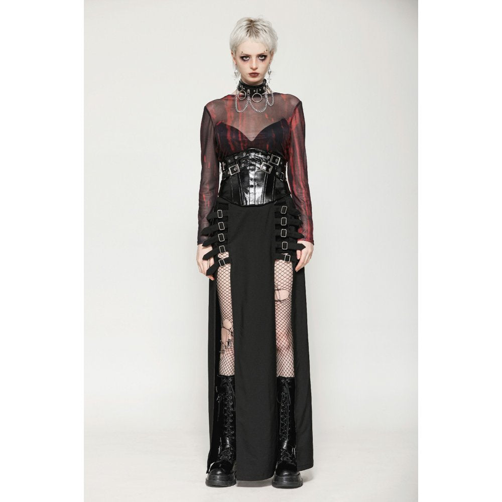 Dark in Lia Punk Love Patent Leather Waist Corset with Metal Accents - Kate's Clothing